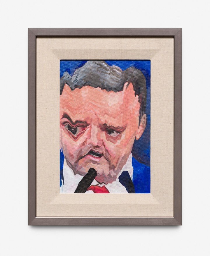 "Manuel Adorni", 34x26,8 cm, óleo sobre tela, 2024. Foto de Fabián Cañás. Gentileza Laura Ojeda Bär.