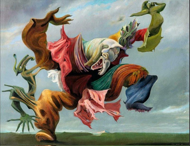 El ángel del hogar (Le Triomphe du surréalisme), de Max Ernst. Óleo sobre lienzo, 117.50 x 149.80 cm. Foto: Adagp, Paris, 2024 / Vincent Everarts Photographie / Centro Pompidou.