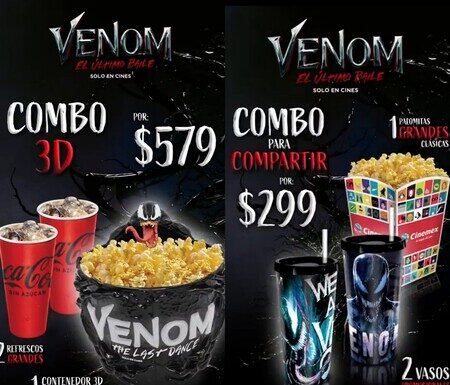 Estos son los vasos y coleccionables de ‘Venom’ que Cinemex venderá en México: descubre cuáles son y cuánto cuestan