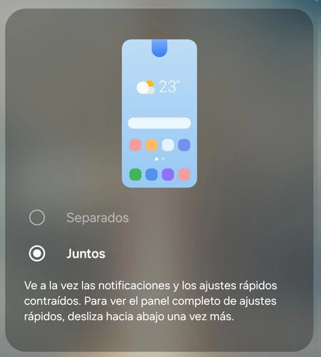 El ajuste concreto que reunifica las notificaciones y los ajustes rápidos