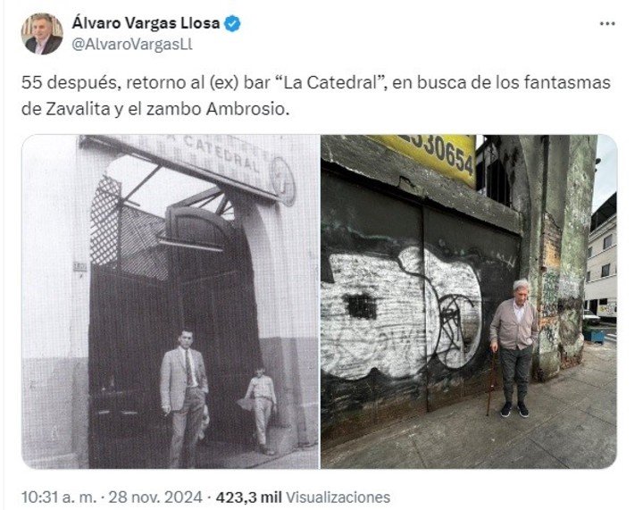 Álvaro, el hijo del escritor Mario Vargas Llosa, publica en sus redes sociales imágenes de los paseos del autor por lugares emblemáticos de sus novelas. Fotos: X.