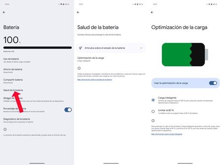 Salud de batería en Android 16 con un Google Pixel 8 Pro