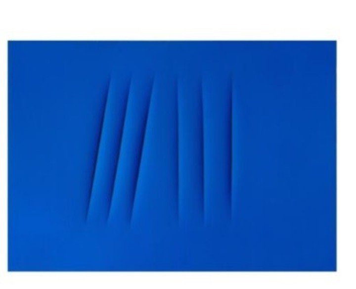 "Concetto spaziale", del artista rosarino-italiano Lucio Fontana. Aún no colgada en la galería DG, de Estambul. Es la obra más cara de la feria, 4.5 millones de euros. Foto: Clarín.