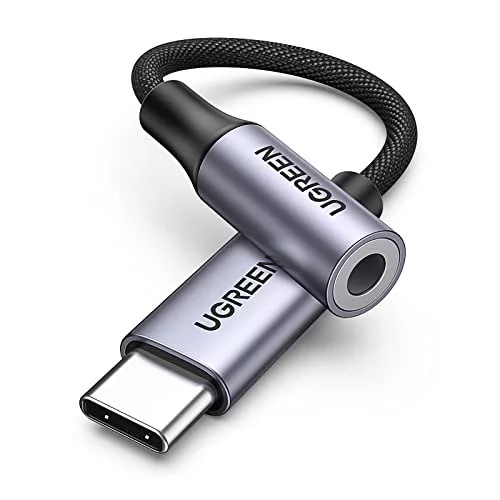 UGREEN Adaptador USB C a Jack 3.5mm DAC Chip Auriculares Tipo Compatible con iPhone 16 Plus Pro MAX Galaxy S25 Ultra iPad Air MacBook Pixel 9 XL (Gray)