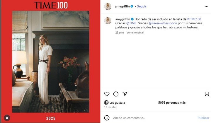 El libro era The Tell (Lo que delata), un texto autobiográfico de Amy Griffin, autora debutante y una de las mujeres más ricas del país. Foto: redes sociales.