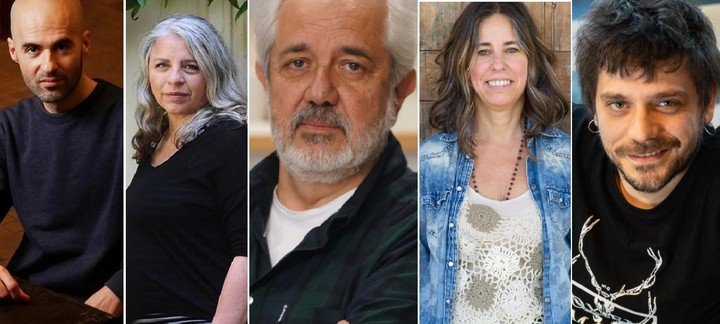 Daniel Morales Perea, Gloria Peirano, Miguel Gaya, Agustina Caride y Roberto Chuit Roganovich. Fotos: archivo Clarín.