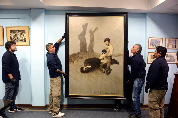 El cuadro A derradeira leición do mestre fue pintado en Buenos Aires por Alfonso Rodríguez Castelao, el máximo prócer de Galicia. Foto: Luciano Thieberger. 