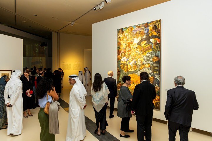 Apertura de "LATINOAMERICANO | Arte Moderno y Contemporáneo de las Colecciones Malba y Eduardo F. Costantini", en el Museo Nacional de Qatar, en Doha, en 2025. 