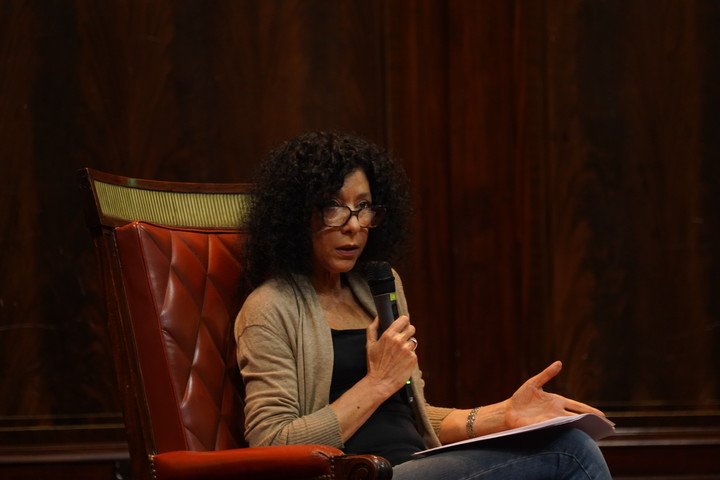 La argentina Leila Guerriero y el francés Emmanuel Carrère dialogaron ante 800 personas en el Filba. Foto: Martín Bonetto.
